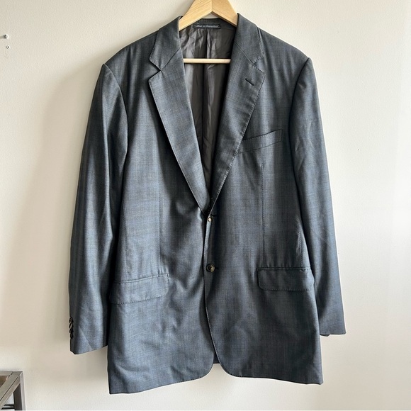 Ermenegildo Zegna Blue Grey Wool Blazer 15 milmil 15 size 52 - Picture 1 of 11